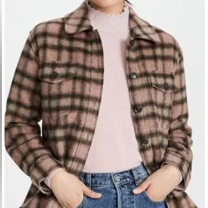 PAIGE Plaid Camryn shacket in Pink and Brown